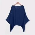 thumbnail image 2 of MSJUHEG Womens Tops Oversized Sweatshirt For Women Womens Ladies Casual Plus Size Loose Cotton-Linen Solid Color Tops Shirt Blouse Sweatshirt For Women Dark Blue Xxxxxl, 2 of 6