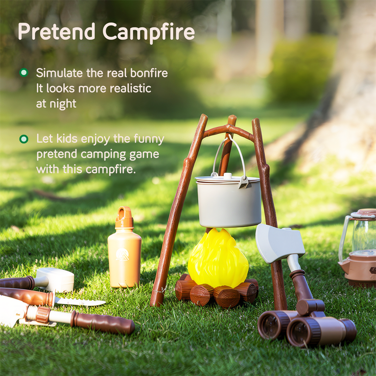 Allnice Kids Camping Set with Tent, 34Pcs Pop Up Play Tent with Kids  Cookware Toy Campfire Toys BBQ Grill Set, Pretend Play Camp Gear Tools for  Kids