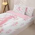 thumbnail image 3 of Manfei Pink Floral Zipper Twin Comforter Sets with Fitted Sheet and 2 Pillowcases,Girls Personalized Letter A Zipper Bedding Set,Pink Reversible4pcs, 3 of 8