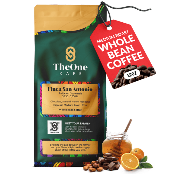 TheOne Kafé Guatemala Coffee Beans - Organic Whole Bean Coffee Medium Roast, 12 Oz - Freshly Roasted, Single Origin - Rich, Smooth & Balanced Flavor - Ideal for Espresso, Drip, & French Press