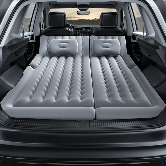 Car Mattress Inflatable Travel Bed Home Outdoor Camping,Air Mattress for SUV, Gray Flocking Plus