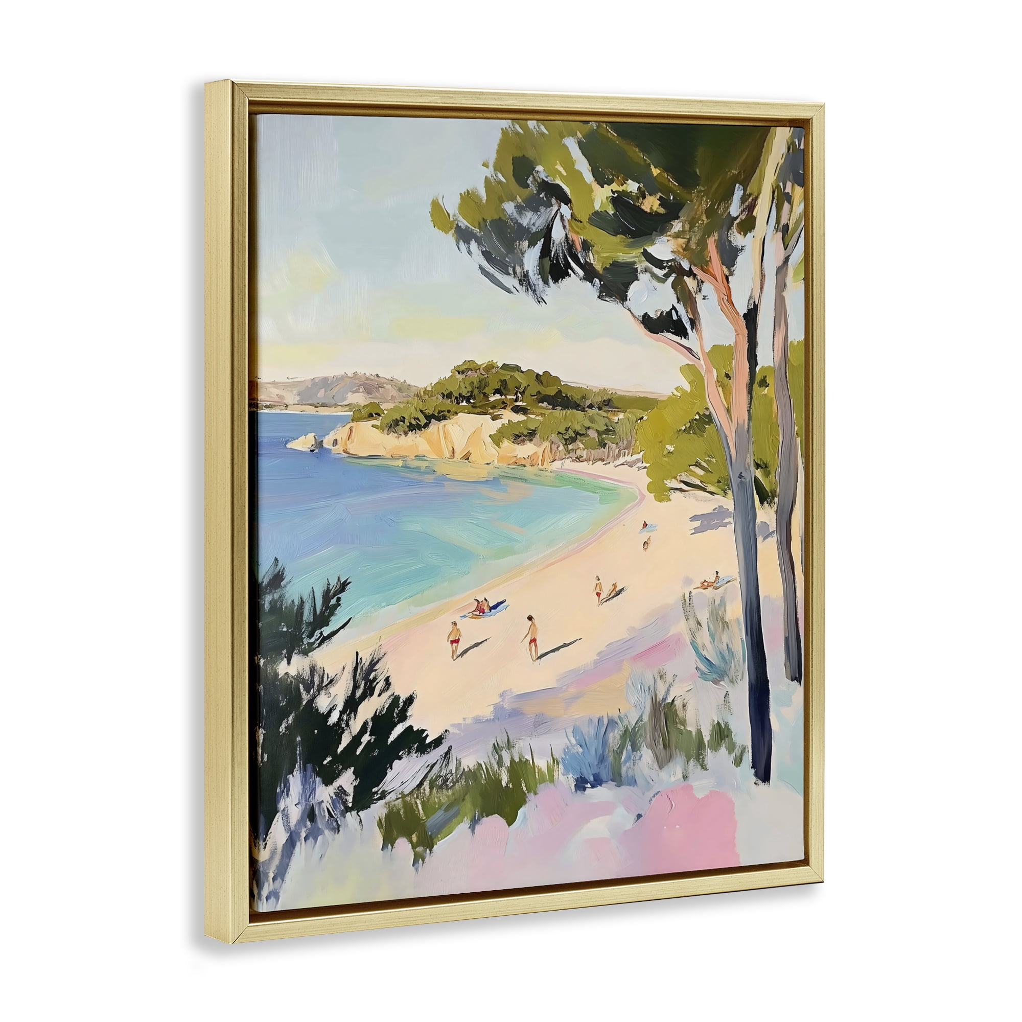 Stupell Industries Amalfi Coast Beach Escape Gold Framed Floater Canvas Wall Art, design by The Prints Vibe