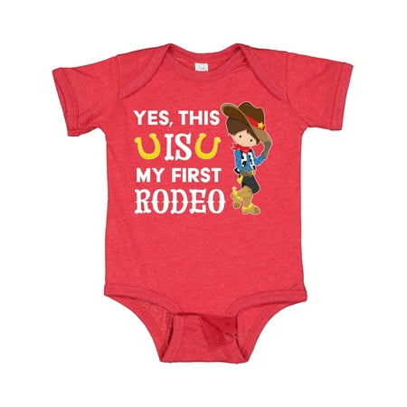 

Inktastic Yes This is My First Rodeo- Cowboy in Hat and Boots Gift Baby Boy Bodysuit