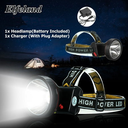 Elfeland 3000Lm LED Headlamp Rechargeable Light Waterproof Headlight Flashlight Torch for Camping Running Hiking Night (Best Headlamp For Running At Night)