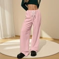 thumbnail image 5 of APEXFWDT Women's Warm Wide-Leg Pants Stylish Athletic Drawstring Trousers Loose Fit Solid Color Lounge Pants with Pockets,XXL,Pink, 5 of 9
