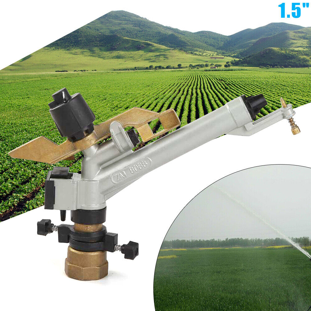 1.5" 360 Rotating Impact Garden Sprinkler Large Area Water Irrigation Spray Tool Adjustable