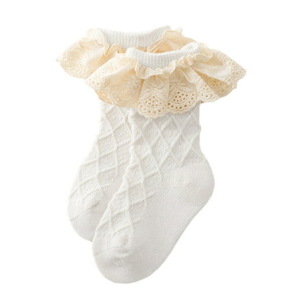 Toddler Girls Dress Socks Baby Toddler Ruffle Socks Frilly Lace Socks Cute Cotton Socks Girl Sock for 0-5 Years 1 Pair