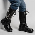 thumbnail image 4 of Botas altas de desierto para hombre, botas de moto de cuero, moda masculina, cinturón gótico, botas con cadena Punk 46, 4 of 5