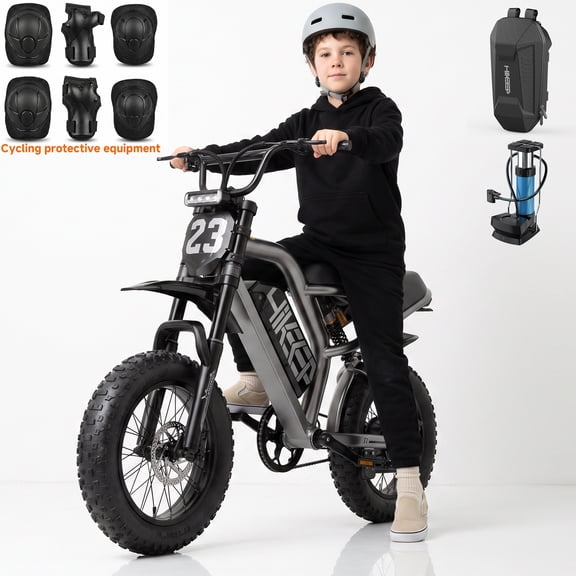 16" Teenagers Electric Bike 750W 1500W Peak Motor, 48V 15Ah Removable Battery, Fat Tire Ebike for Age 7 , Full Suspension E-Mountain Bicycle, UL2849