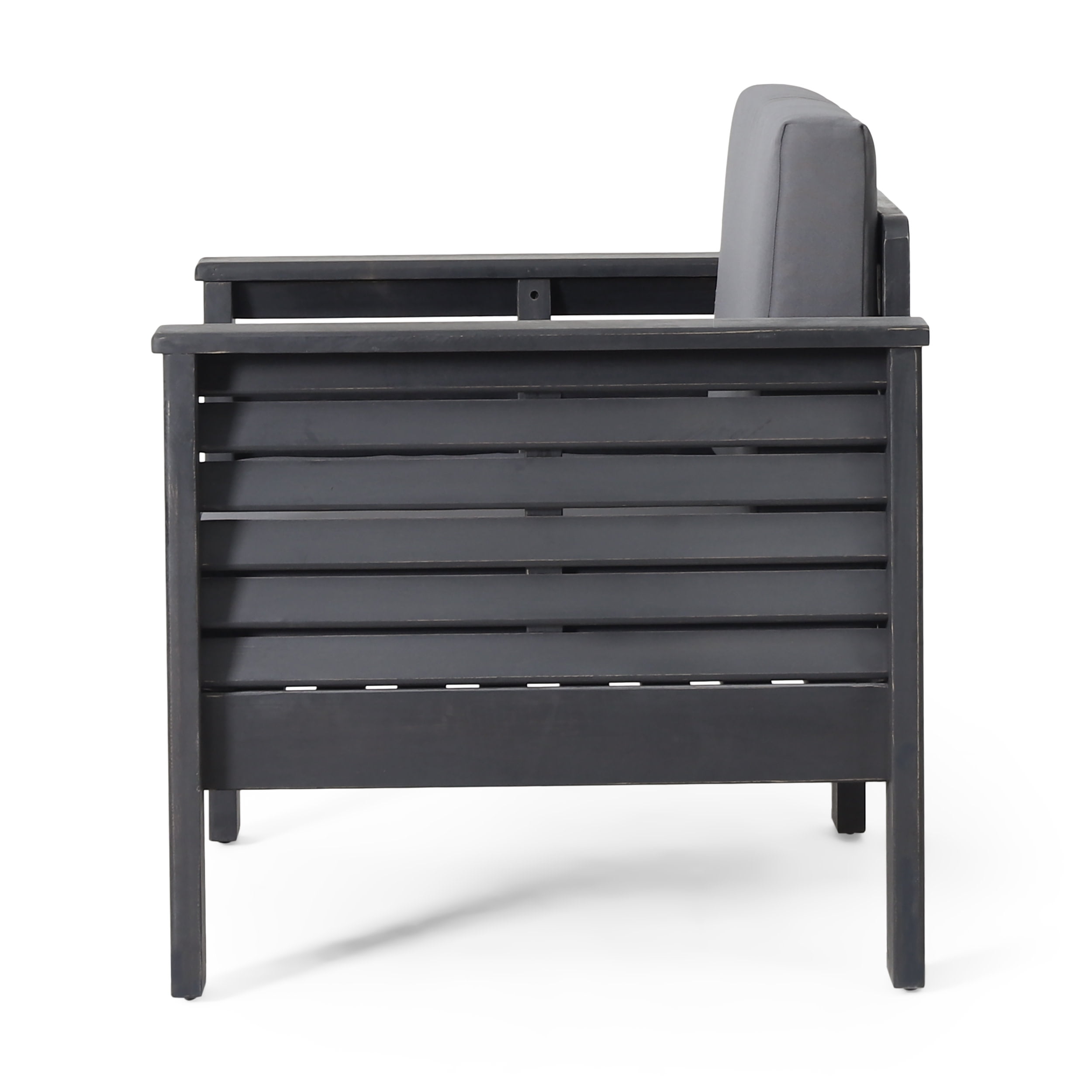 Michelle Acacia Wood Outdoor Club Chairs with Cushions, Dark Gray
