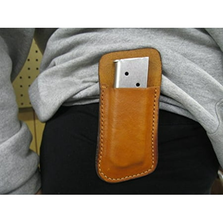 Fusion 1911 45 Leather Clip On OWB Belt Magazine Mag pouch CCW TAN