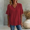 thumbnail image 2 of Rhuody Women'S Tops Short Sleeve V Neck Loose Color T Shirt Women'S Clothing, 2 of 4