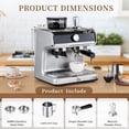 thumbnail image 4 of Yiwa Stainless Steel Espresso Machine, Built-In Grinder, 20 Bar Pump, Milk Frother, and Large 95 Oz Water Tank for Home Use, 4 of 7