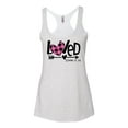 thumbnail image 2 of Wild Bobby Loved John 3:16 Inspirational/Christian Women Tri-Blend Racerback Tank Top, Heather White, Small, 2 of 6