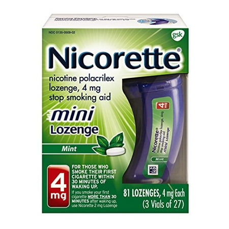 2 Pack - Nicorette Mini Lozenge Mint Stop Smoking Aid, 4 mg, 81 Count (Best Way To Stop Nausea)