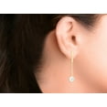 thumbnail image 5 of Sterling Silver Simulated Freshwater Pearl Bar 14K Yellow Plated Chain Stud Drop Dangle Earrings, 5 of 5