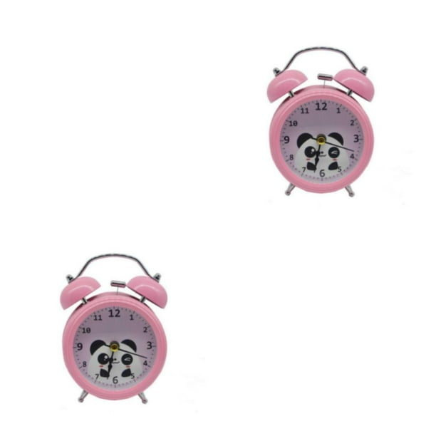 Wosthever Reloj despertador de Metal de 3 pulgadas, campana doble, de hogar, dibujos animados, oficina, niñas silenciosas, Type1 NO1