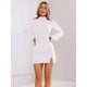 thumbnail image 4 of Vestido de Mujer con Mangas Largas Cruzadas, Volantes, Dobladillo Ajustado, Abertura, Cuello Medio Alto, Falda Corta, Cintura Ajustada. L, 4 of 9