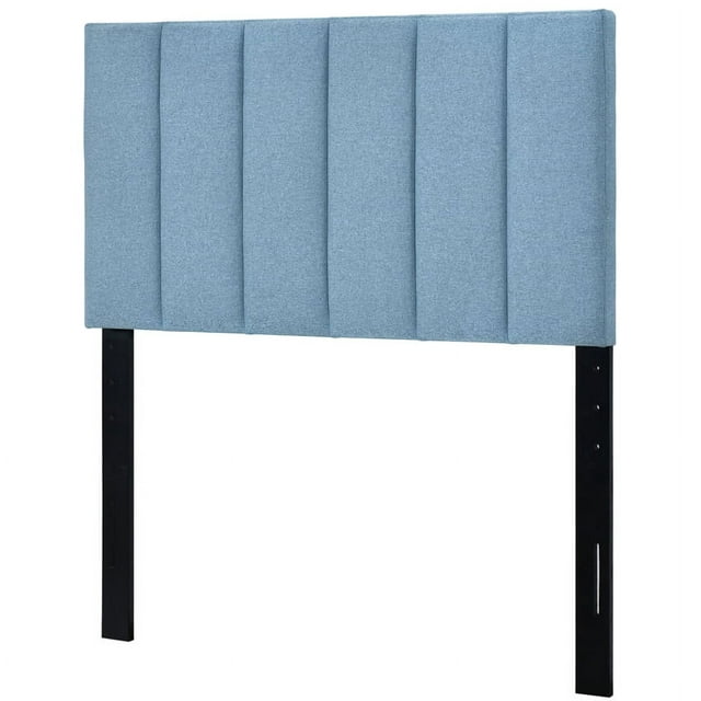 HomeFare Vertical Channel Twin Headboard in Blue Fabric