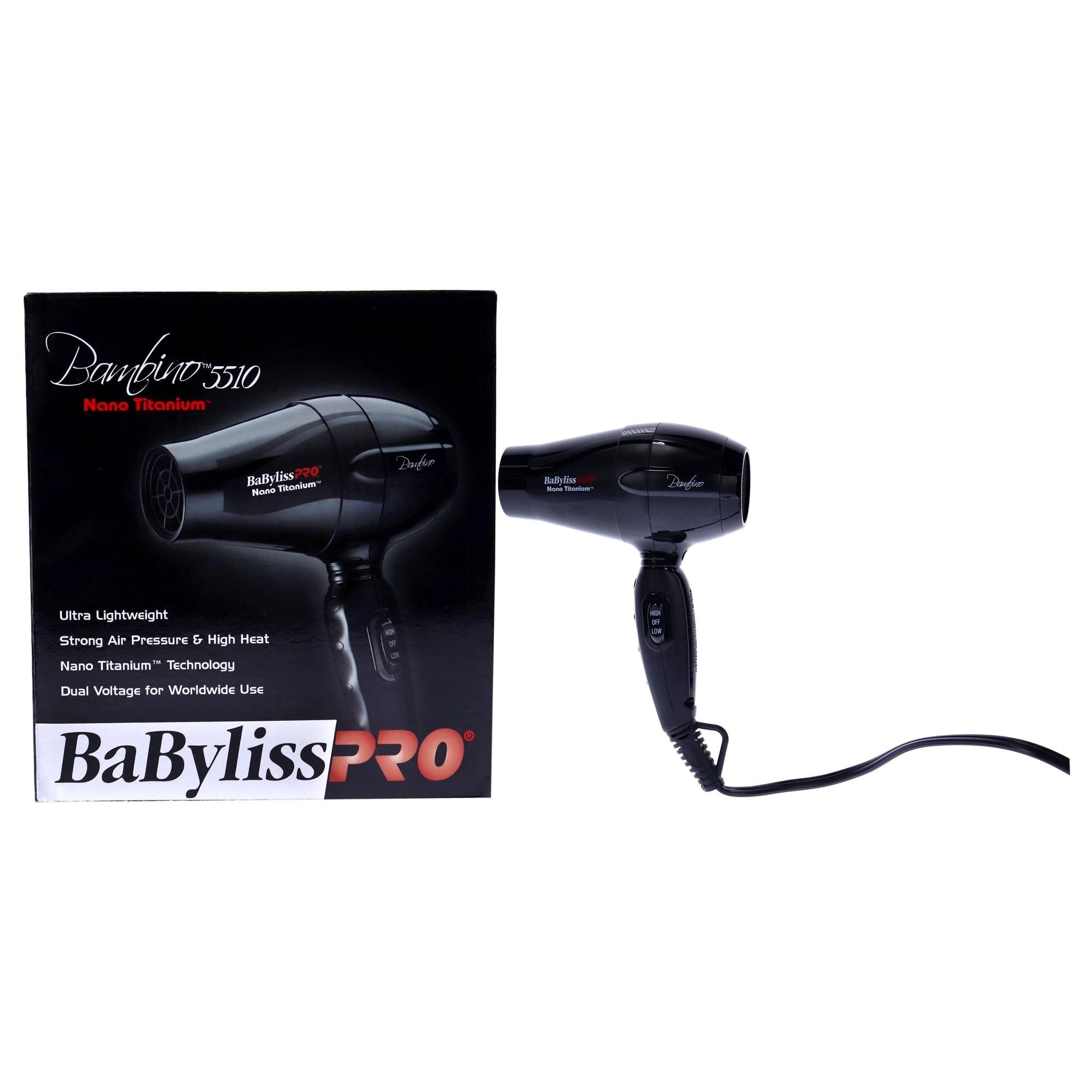 BaByliss BABNT5510 Nano Titanium Bambino Compact Dryer Black Walmart