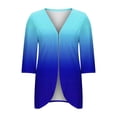 thumbnail image 6 of Sexlip Women Gradient Knit Cardigan Three Quarter Sleeve Open Front Lightweight Sweater Jacket With Side Pockets Relaxed Fit Casual Cover Up Blue S, 6 of 7