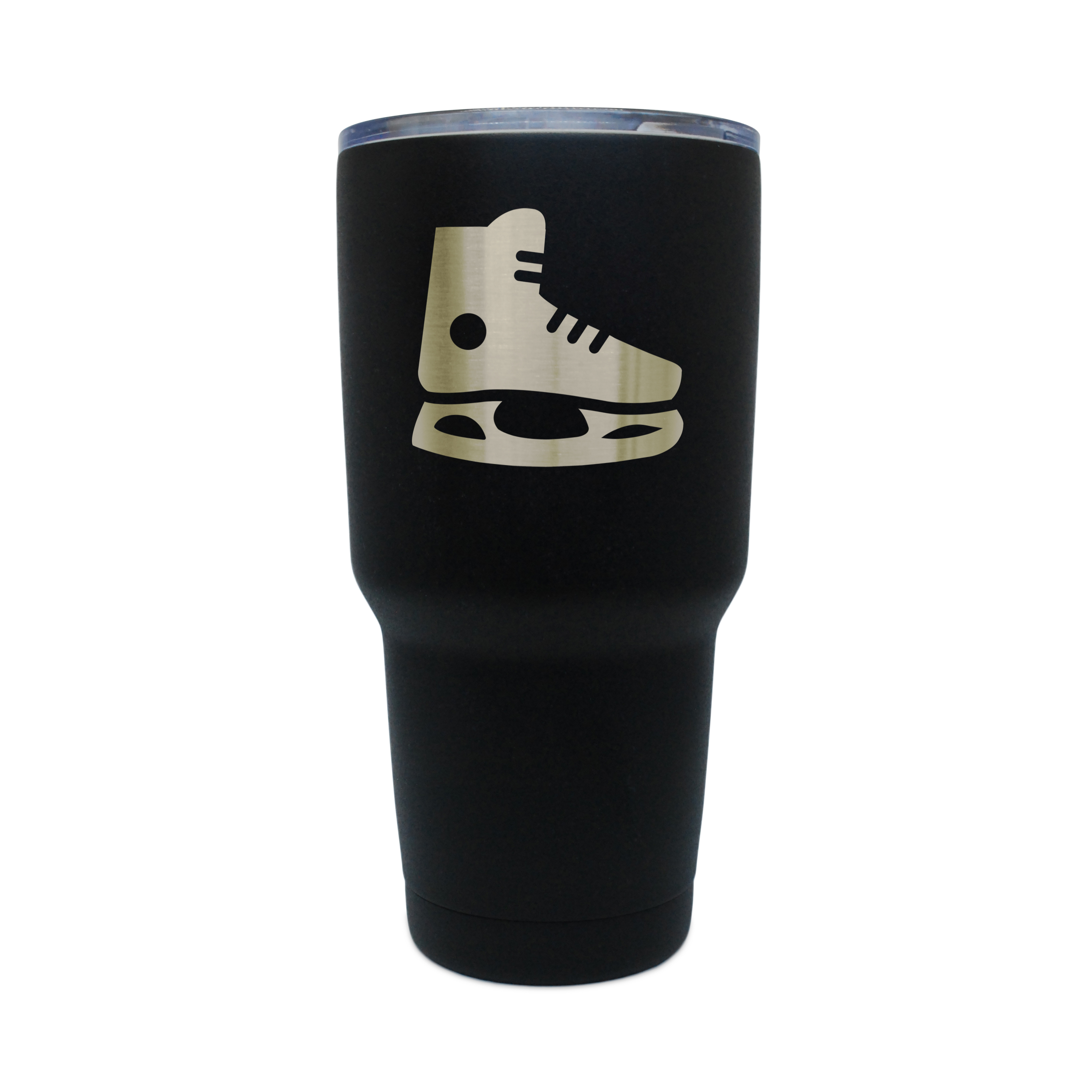 Hockey Skate Black Stainless Steel Tumbler, 30 Oz Insulated Tumbler, Laser Etched In Usa by BigSpool Distributors