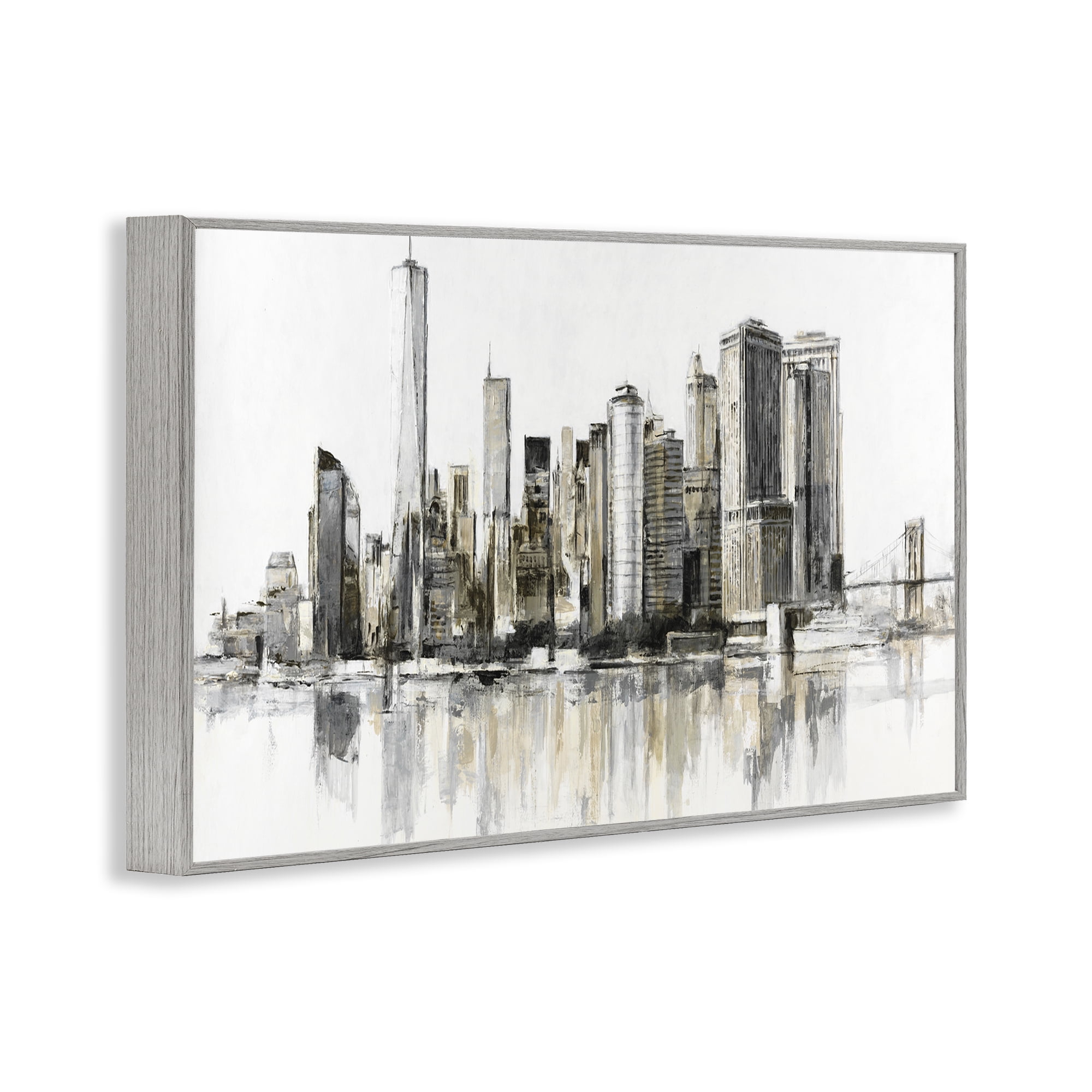 Stupell Industries Urban Skyline Reflection Gray Framed Giclee Art, design by Lorenzo Collective