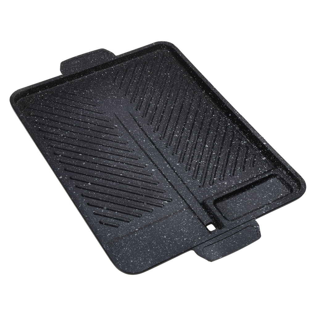 Rectangle BBQ Grill Pan Non Stick Griddle Pan Plate Tray Ridged