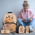 thumbnail image 2 of Bulopur Cute Girls 17 Inch Backpack Set 4 PCS Pink Capybara Print School Bookbag with Lunch Bag, Water Bottle Sleeve and Pencil Case for Toddler Girls, 2 of 8