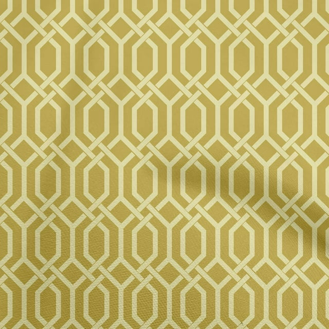 oneOone Georgette Viscose Yellow Fabric Geometrical Craft Projects Decor Fabric Printed By The Yard 42 Inch Wide