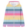 thumbnail image 4 of shoper Girls Rainbow Zip Up Hoodie Cute Casual Fall Winter Girls Zipper Hooded Jacket with Pockets, Cute Trendy Outfits for School, Play, and Daily Wear 3-14 Years, 4 of 5