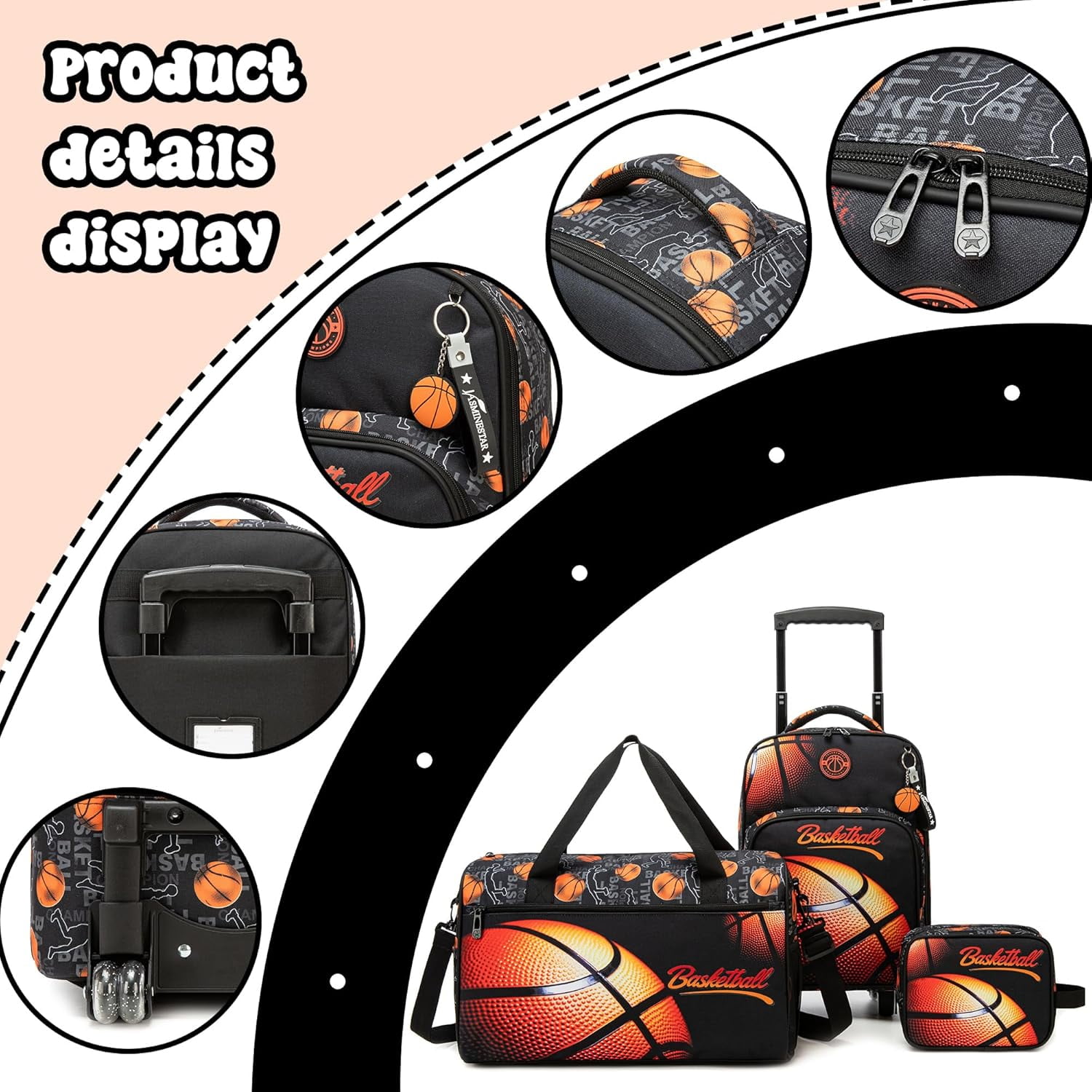 Kids Carry on Luggage Sets Rolling Suitcases with Wheels for Boys Suitcase with Duffle Bag Lunch Box Airline Approved