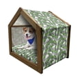 thumbnail image 1 of Banana Leaf Pet House, Banana Leaves Color Digital Paintbrush Effect Exotic Boho Design, Outdoor & Indoor Portable Dog Kennel with Pillow and Cover, 5 Sizes, Pale Grey Hunter Green, by Ambesonne, 1 of 5