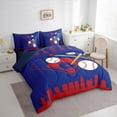 thumbnail image 4 of Homewish Cartoon Baseball Player Twin Bedding Sets 7-Piece for Kid, Royal Blue City Print Bedding Comforter Set, Ball Sports Theme Reversible Sheet Sets, Luxury Bedroom Decor, 4 of 8