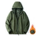 thumbnail image 3 of IYTR Mens Winter Jacket Zipper Hooded Neck Solid Color Long Sleeve Jacket Plus Velvet Padded Warm Coats with Pocket Green XL, 3 of 6