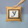 thumbnail image 2 of Letter Y Initial Monogram - Orange Polkadots Fabric Decorative Pillow, 2 of 4