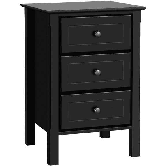 Yaheetech 3 Drawer Nightstand for Living Room, Black
