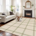 thumbnail image 3 of Area Rug 72×108in, Rustic Retro Linen Texture Floor Carpet Living Room Rug, Country Green Stripe Lattice Non-Slip Welcome Mat Indoor Rugs for Bedroom Dining Room, 3 of 9