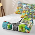 thumbnail image 4 of Manfei Boys City Map Twin Quilt Set,Cartoon Buildings Twin Coverlet Set,Gray,2pcs, 4 of 7