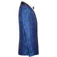 thumbnail image 2 of Mens Floral Jacquard Dress Suit Jacket 1 Button Print Tux Blazer Sport Coat-Blue, 2 of 7