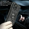 thumbnail image 4 of KOMI 12 Pro Max Defender Case, Shockproof Silicone Heavy Duty Dual Layer Hard Case Ring Holder Kickstand Armor Cover Compatible with iPhone 12 Pro Max Black, 4 of 5