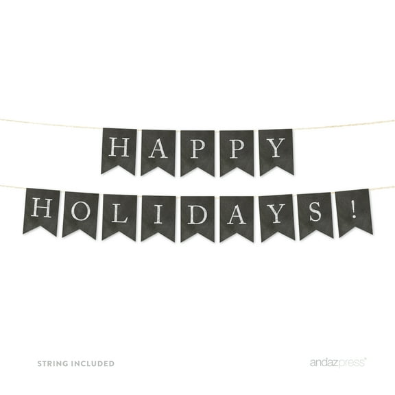 Happy Holidays! Vintage Chalkboard Pennant Party Banner