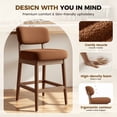 thumbnail image 6 of Daluvenix Counter Height Bar Stools Set of 4, Mid-Century Bar Chairs with Solid Wood Frame and Backrest, Modern Boucle Fabric BarStool for Kitchen Island, Wooden Dining Room Chair, 6 of 8