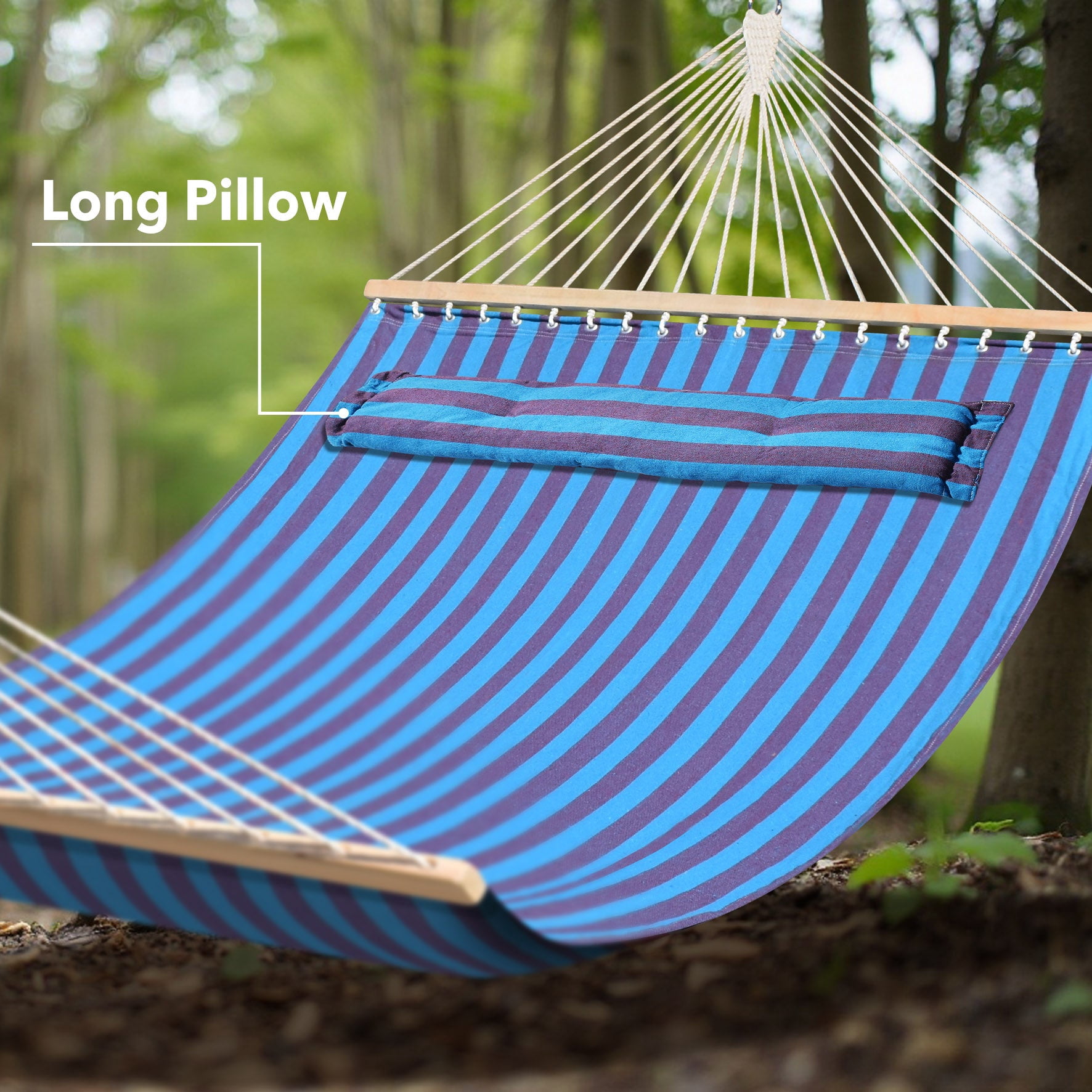 SUNNYOUTDOOR 79''x55'' Quilted Fabric Hammock with Pillow Heavy Duty Double Hammock with Spreader Bar, Quilted Hammocks for Outside Hammock for Outdoor Garden Balcony, 330 Pound Capacity