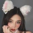 thumbnail image 4 of Jiibva Plush White Cat Ear Headband with Bell - Furry Faux Fur Hairband for Parties & Daily Styling (4.72inch Elastic Size), 4 of 7