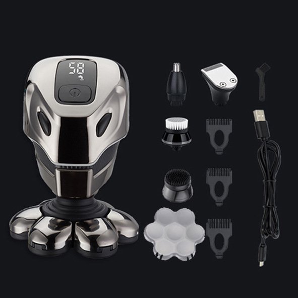 actualice la afeitadora eléctrica 5 en 1 para hombres Afeitadora de cabeza calva Afeitadora eléctrica inalámbrica para hombres Afeitadora rotativa impermeable Kit de aseo, pantalla LED, XianweiShao 8390615167628