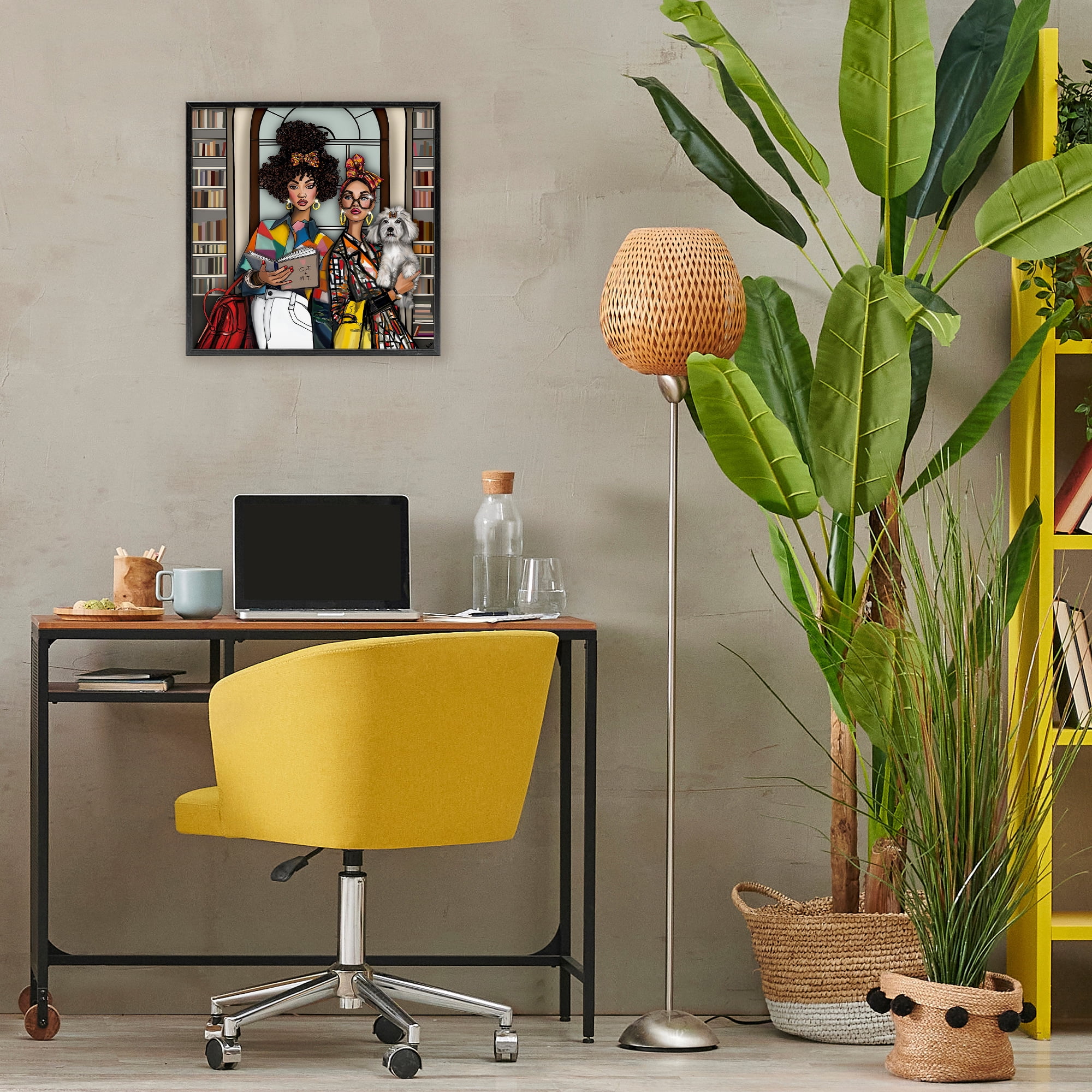 Stupell Industries Bookish Girls at Library Black Framed Giclee Art, design by Tara Boone