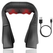 Bokyan Neck Massager Cordless, Shiatsu Shoulder and Kneading Back with Heat, USB-C Rechargeable for Home, Office, Car Use and Travel Use, Ideal Gifts, Black