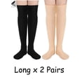 thumbnail image 3 of PULLIMORE 2 Pairs Womens Fleece Lined Knee High Thigh Socks Winter Warm Cozy Thick Stockings (Black + Skin）, 3 of 7