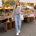 thumbnail image 6 of Women's Striped Sweatshirt Long Sleeve Crewneck Casual Oversized Pullover Relaxed Fit Fall Top, 6 of 8